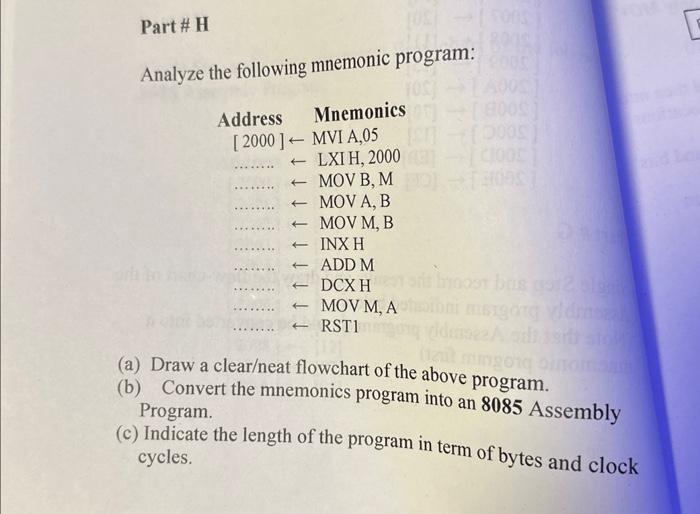 Solved Analyze the following mnemonic program: (a) Draw a | Chegg.com