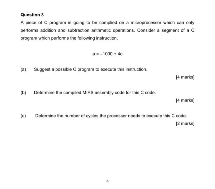 Solved Question 3 A piece of C program is going to be | Chegg.com