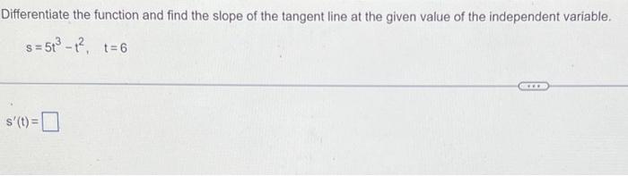 Solved Differentiate the function and find the slope of the | Chegg.com