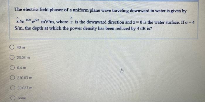 Solved The Electric-field Phasor Of A Uniform Plane Wave | Chegg.com