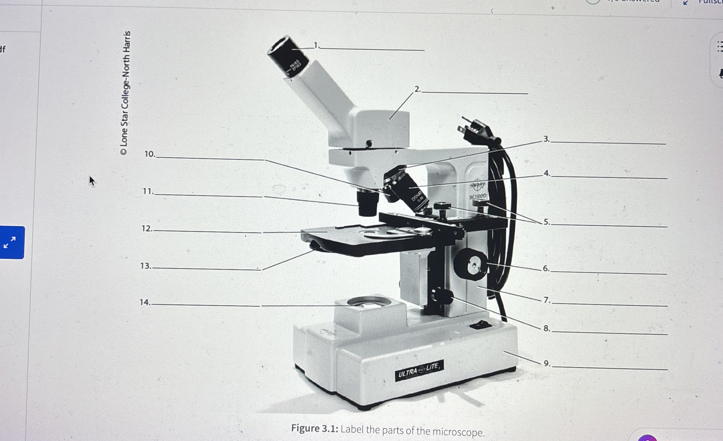 Figure 3.1: Label the parts of the microscope. | Chegg.com