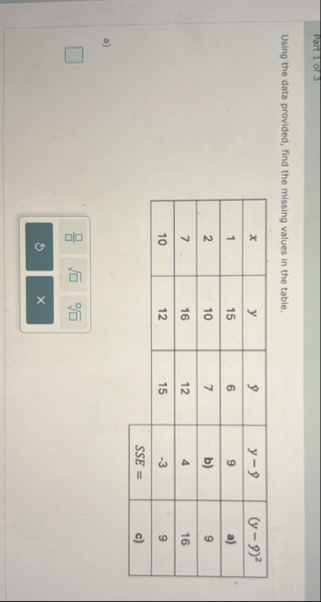 Solved Part 1 ﻿of 3Using the data provided, find the missing | Chegg.com