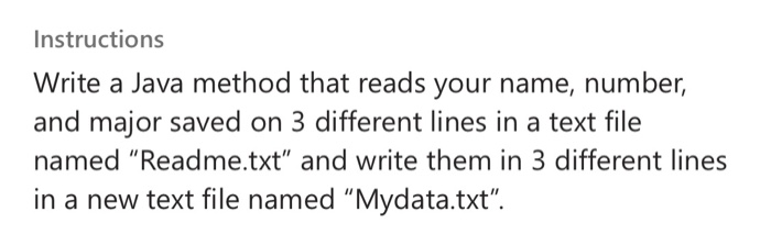 Solved Instructions Write a Java method that reads your | Chegg.com