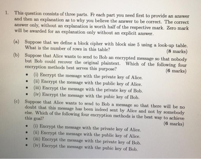 Solved 1. This question consists of three parts. Fr each | Chegg.com