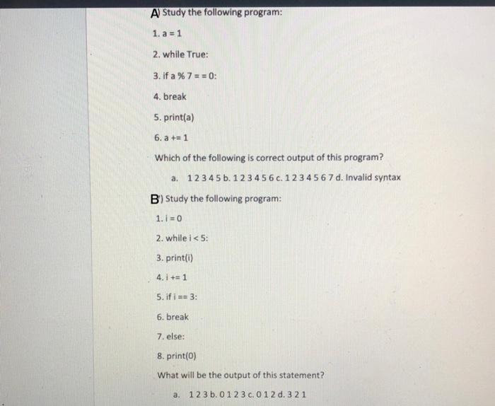 Solved In Python. Please choose the correct option and | Chegg.com
