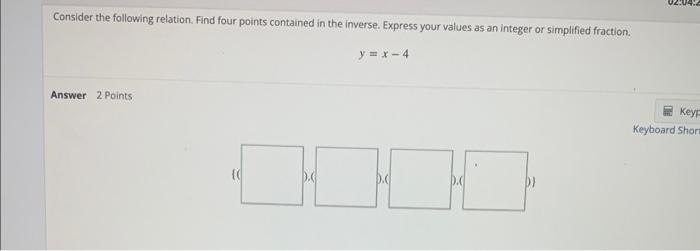 Solved Consider the following relation. Find four points | Chegg.com
