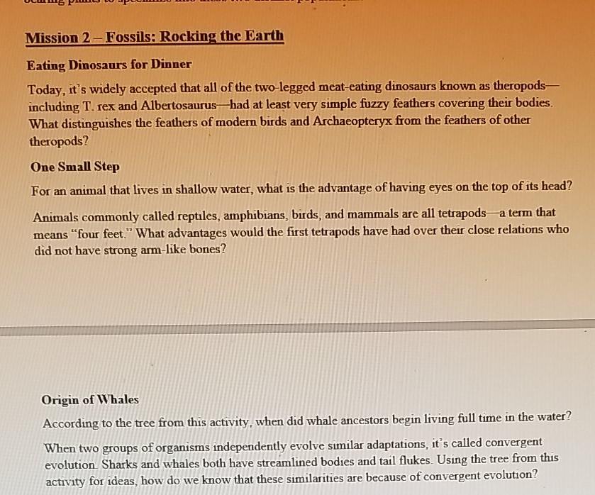 Mission 2 Fossils Rocking the Earth Eating