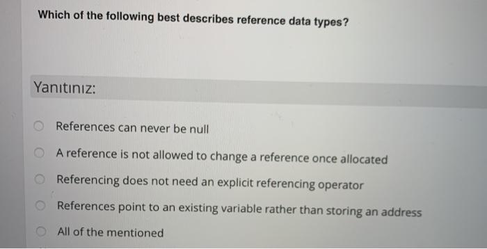 Solved Which of the following best describes reference data | Chegg.com
