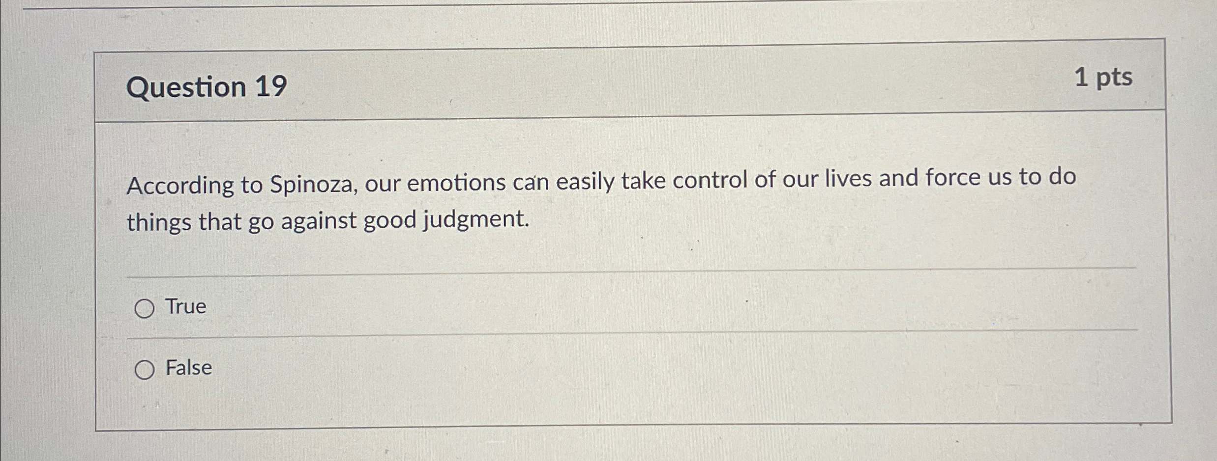 Solved Question 191 ﻿ptsAccording to Spinoza, our emotions | Chegg.com