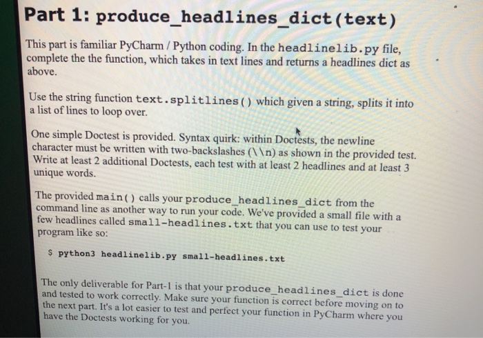 Solved Headline Data The headlines data looks like the | Chegg.com