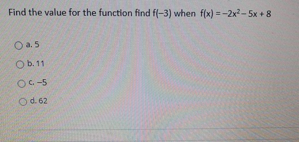 Solved Find The Value For The Function Find F(-3) When F(x) | Chegg.com