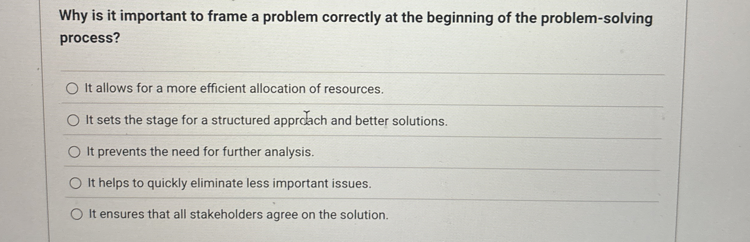 Solved Why is it important to frame a problem correctly at | Chegg.com