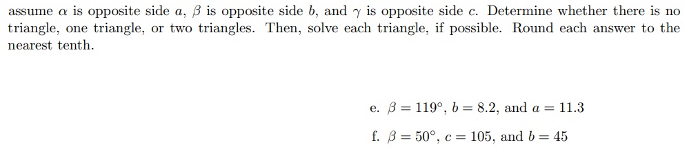 Solved assume α ﻿is opposite side a,β ﻿is opposite side b, | Chegg.com