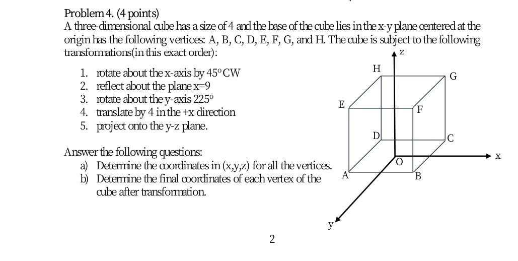 Solved Problem 4 4 Points A Three Dimensional Cube Has A Chegg Solved Problem 4 4 Points A Three Dimensional Cube Has A Chegg