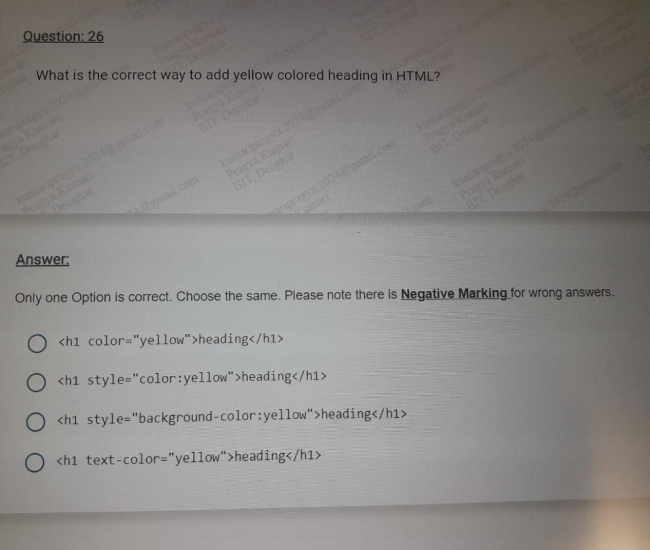 Solved What is the correct way to add yellow colored heading | Chegg.com