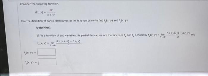 Solved Consider the following function. f(x,y)=x+y22x Use | Chegg.com