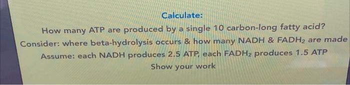 Solved Calculate: How many ATP are produced by a single 10 | Chegg.com