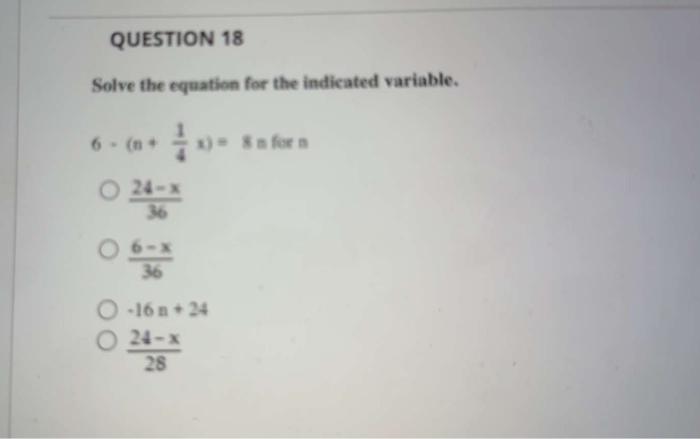Solved Solve the equation for the indicated variable. | Chegg.com