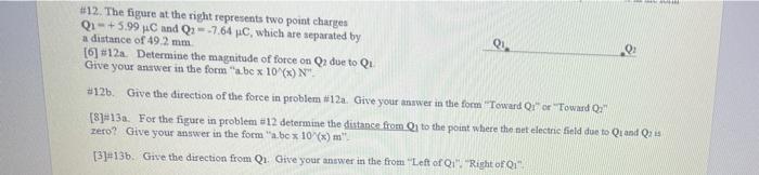 Solved #12. The figure at the right represents two point | Chegg.com