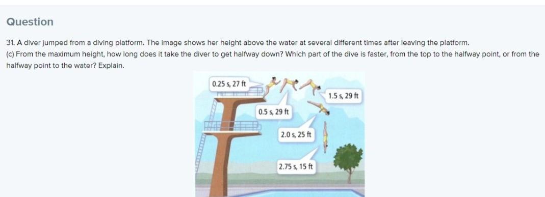 Solved Question 31. A diver jumped from a diving platform. | Chegg.com