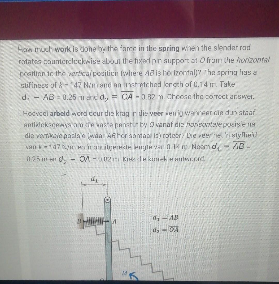 Solved How much work is done by the force in the spring when | Chegg.com