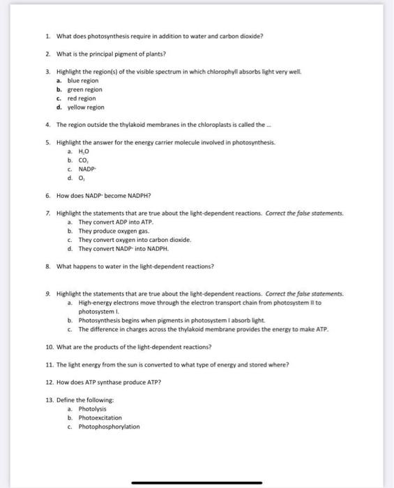 Solved 6:07 PM Wed Oct 20 65% X Light Dependent Reactions | Chegg.com