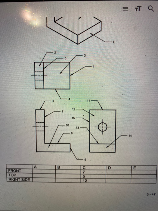 Solved P3-7) Match The Numbers In The Orthographic | Chegg.com