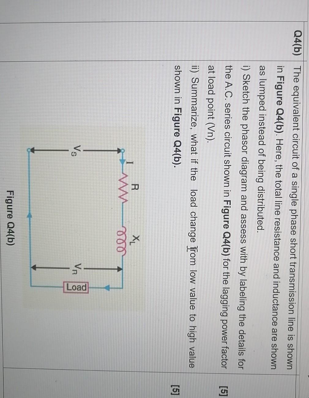 Solved Q4(b) The equivalent circuit of a single phase short | Chegg.com