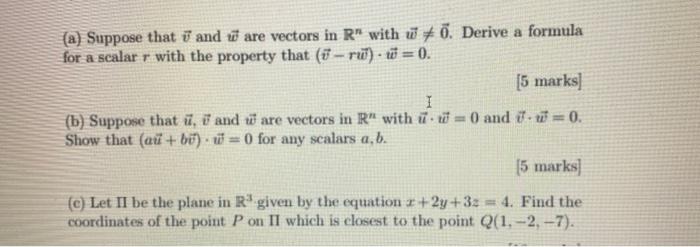 Solved A Suppose That I And Ware Vectors In R With D Chegg Com