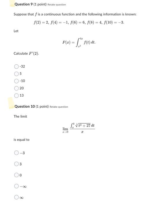 Solved Suppose That F Is A Continuous Function And The | Chegg.com