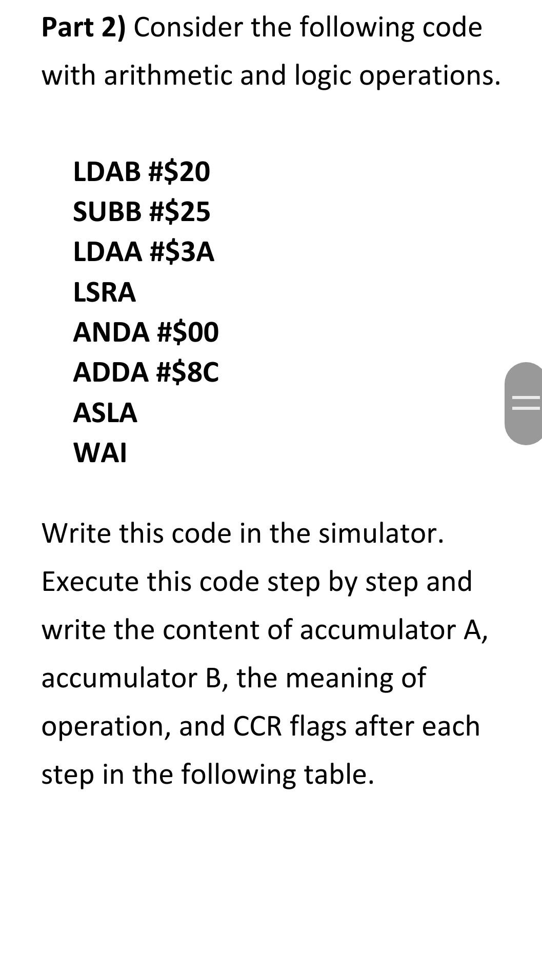 Solved Part 2) Consider the following code with arithmetic | Chegg.com