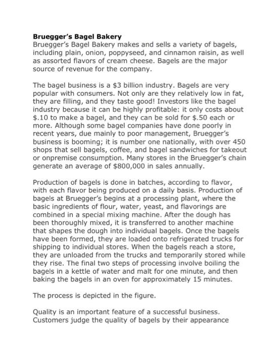 Solved Bruegger's Bagel Bakery Bruegger's Bagel Bakery makes