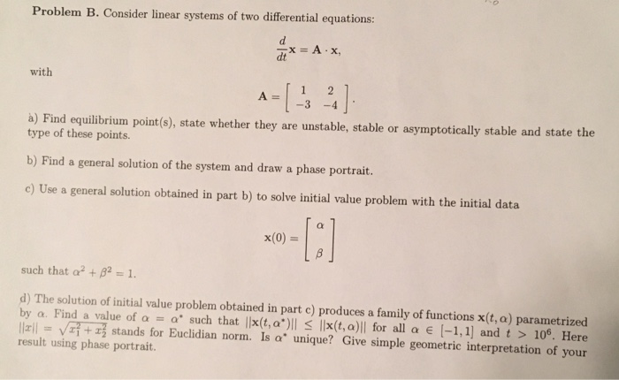 Solved Problem B. Consider Linear Systems Of Two | Chegg.com