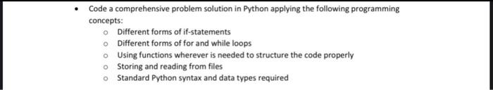 Code a comprehensive problem solution in Python | Chegg.com