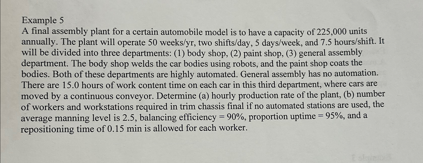 Solved Example 5A final assembly plant for a certain | Chegg.com