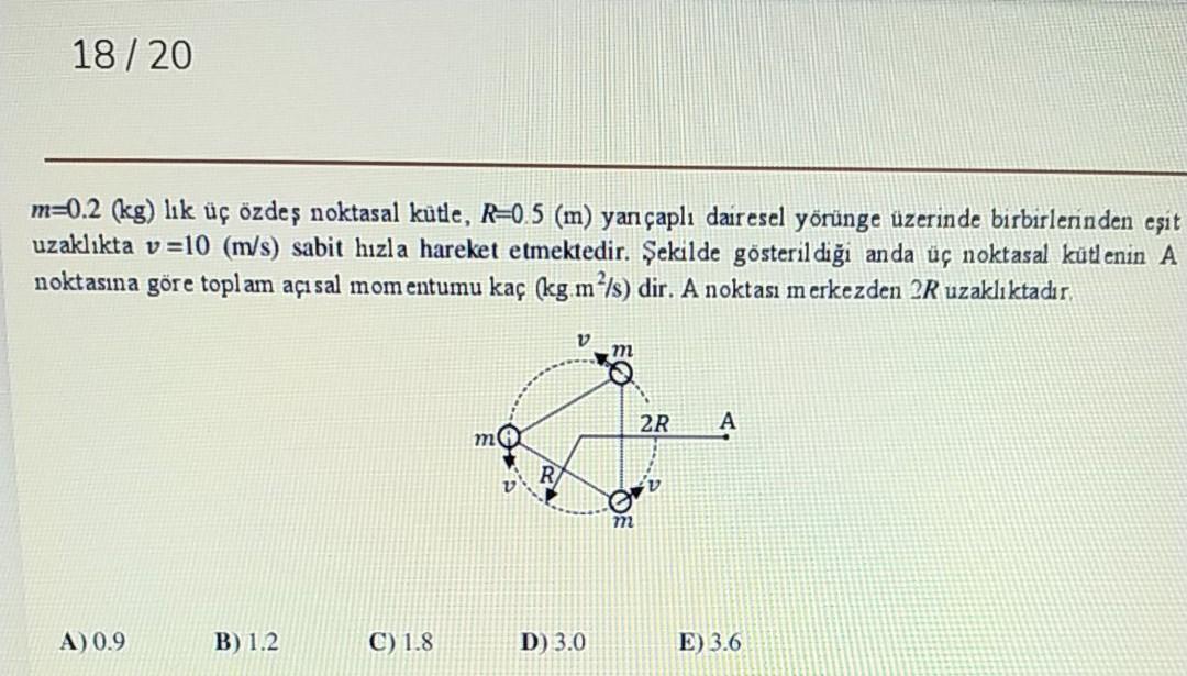 Solved Three Identical Point Masses Of M 0 2 Kg Are M Chegg Com