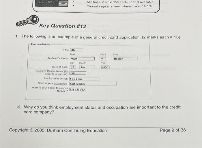 Solved 1. The following is an example of a general credit