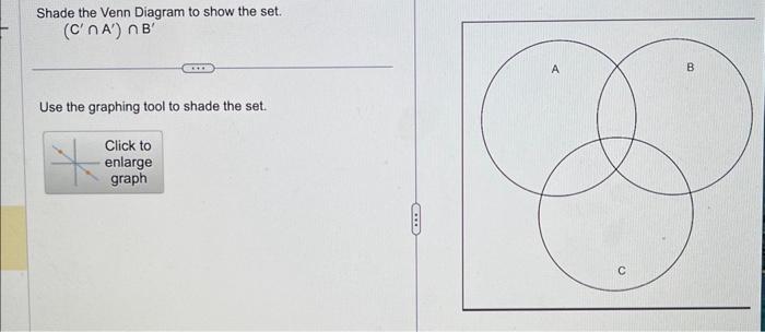 Solved Shade The Venn Diagram To Show The Set. (C′∩A′)∩B′ | Chegg.com