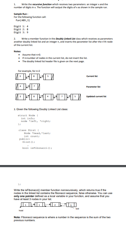 Solved 1-Write the recursive function which receives two | Chegg.com