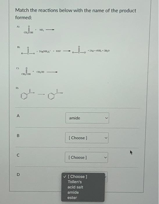 Solved Match the reactions below with the name of the | Chegg.com