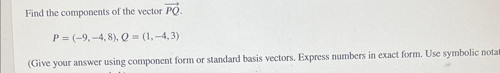 Solved Find the components of the vector | Chegg.com