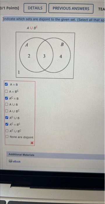 Solved Indicate Which Sets Are Disjoint To The Given Set. | Chegg.com ...