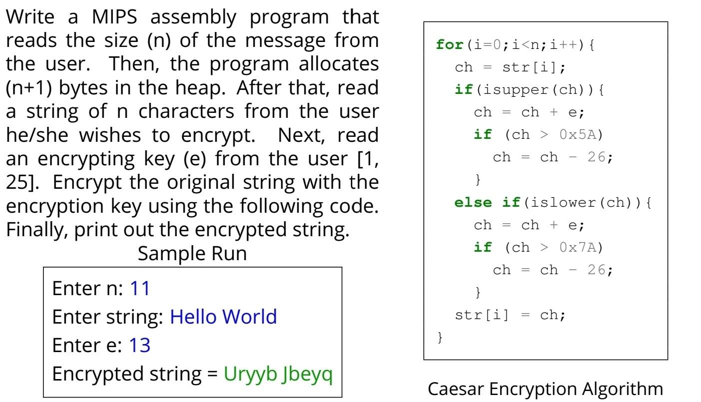 Solved Write A MIPS Assembly Program That Reads The Size (n) | Chegg.com