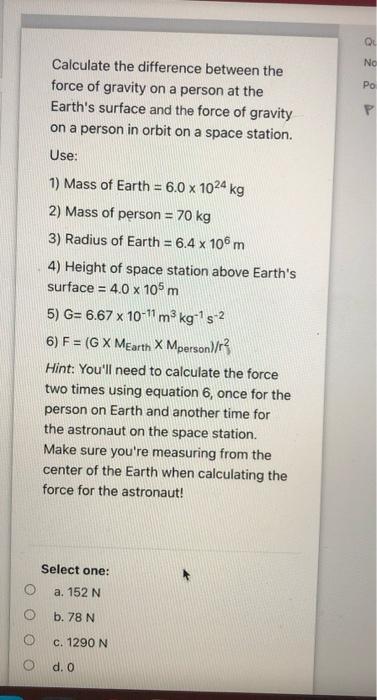 Solved Q NO ро Р Calculate the difference between the force | Chegg.com