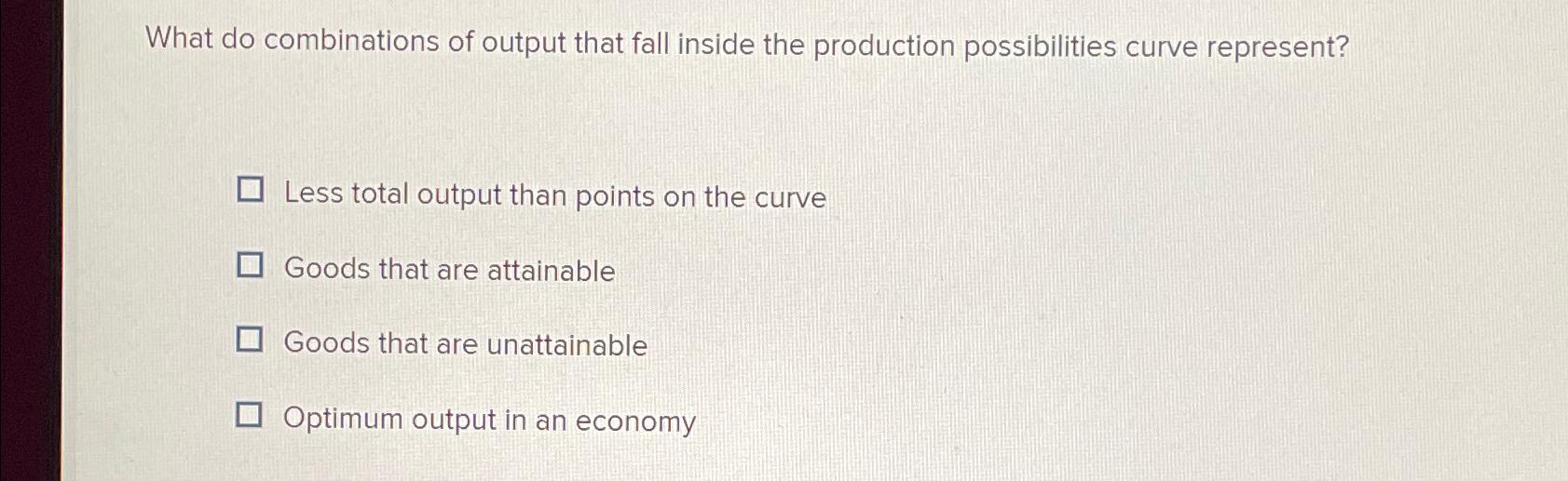 Solved What do combinations of output that fall inside the | Chegg.com