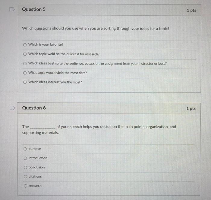 Question 5 1 pts Which questions should you use when | Chegg.com