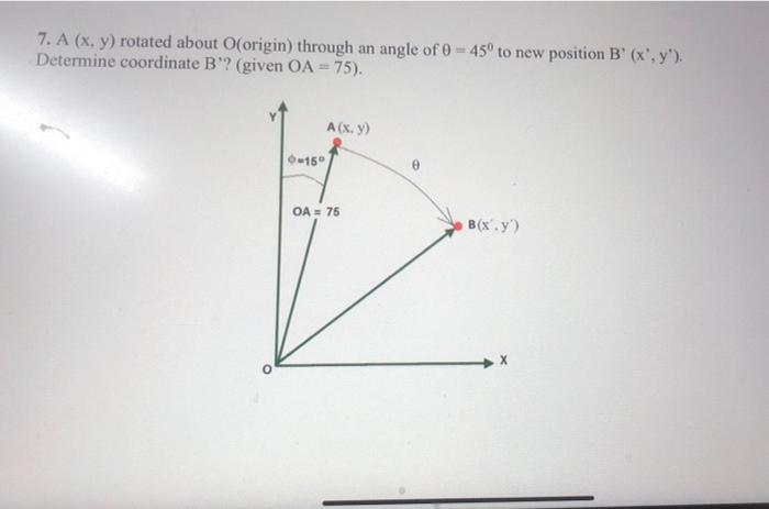 Solved 7. A(x,y) rotated about O (origin) through an angle | Chegg.com