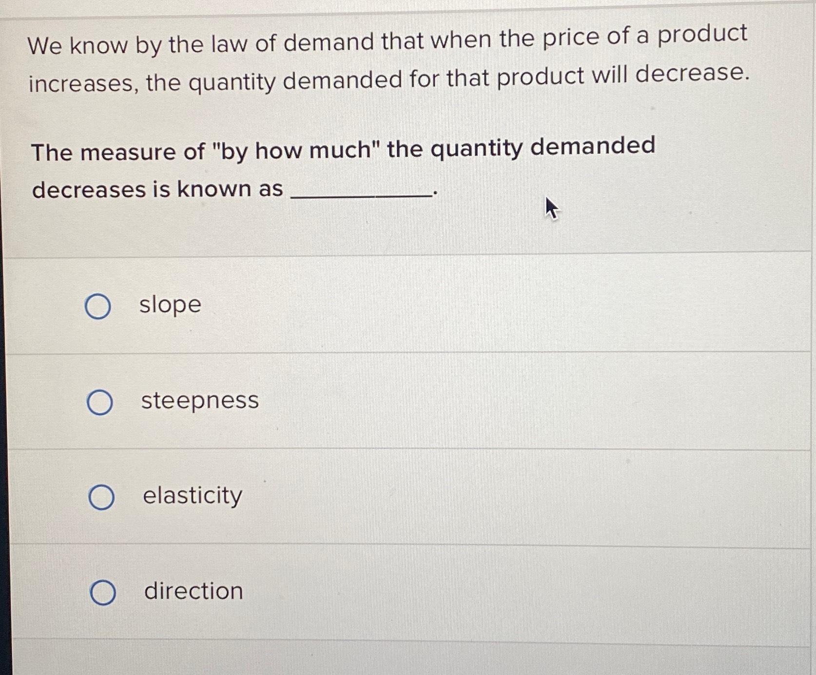 Solved We know by the law of demand that when the price of a