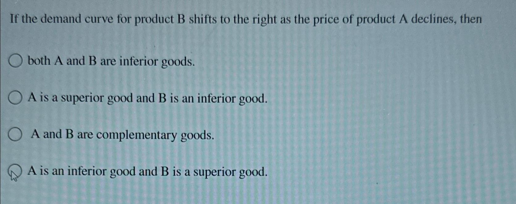 Solved If The Demand Curve For Product B Shifts To The Right | Chegg.com