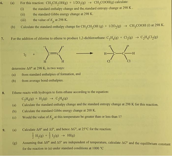 Solved how to do questions 6 to 9 | Chegg.com
